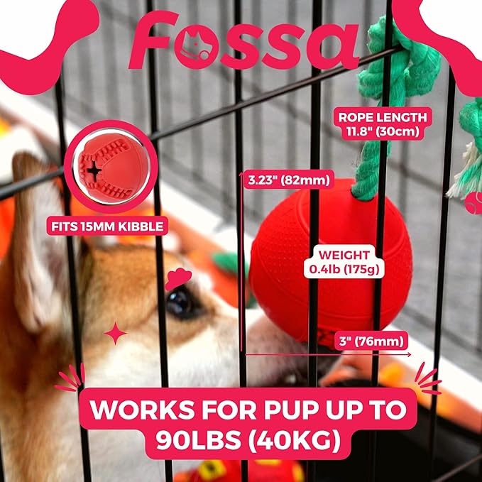 Fossa Interactive Dog Toys, Crate Training Aids for Puppies, Puzzle Treat Dispenser with Rope, Multifunctional Dog Toys - for Reduce Dog Boredom and Anxiety, Dog Teeth Cleaning and Chew Toy