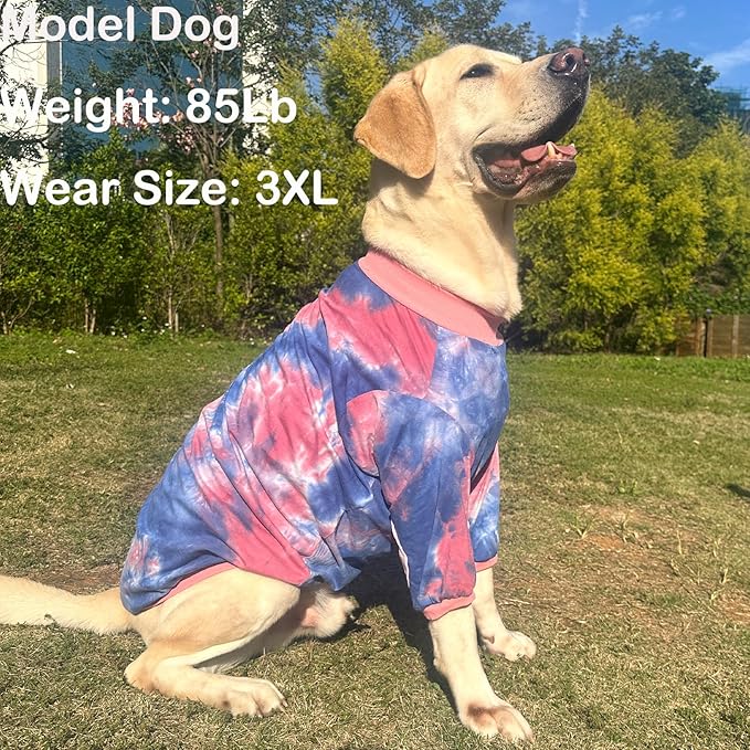 Dog Cotton Pink Blue T-Shirts Soft and Stretchy Dog Shirt Pajamas Pets Clothes for Extra Large Dogs(3XL PinkBlue)