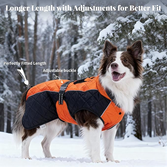 Dog Coat Dogs Jacket Waterproof Reflective Adjustable Dog-Winter Coats for Small/Medium/Large Dogs Dachshund Coat-(Orange, XXX-Large)
