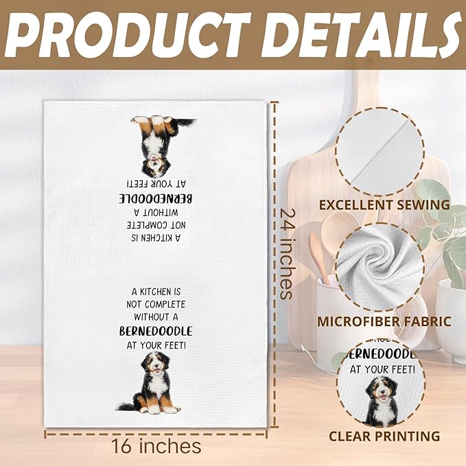 Bernedoodle Gifts Dog Kitchen Towels Set of 2, Gifts for Bernedoodle Lovers Hand Towel, Every Meal You Make BernedoodleDog Decorative Tea Dish Towels for Kitchen, Funny Dog Kitchens Decor,16x24