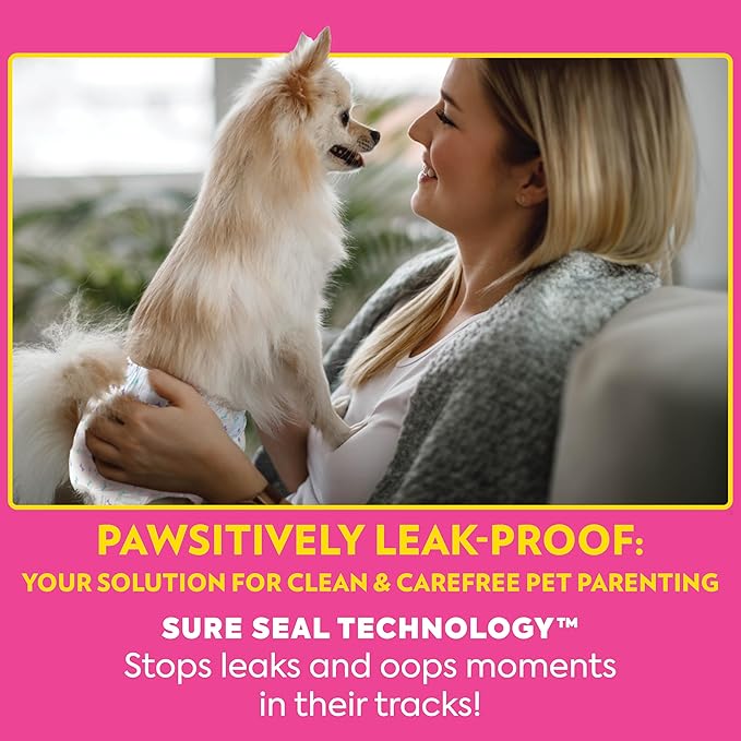 Out! PetCare Disposable Dog Diapers Female, Potty Training, Dog Diapers, Female Doggie in Heat, Puppy Training, Incontinence, Puppy Essentials 18”-25” Waist (M/L, 32ct)