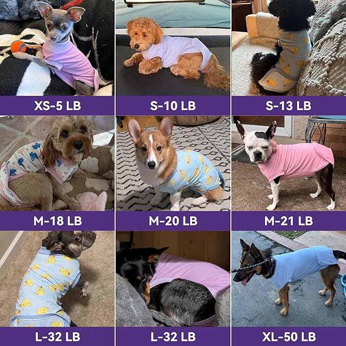 cyeollo Recovery Suit for Dogs Surgery Suit Female Spay Soft Pet Onesie Bodysuit Male Dog Neuter, Small Dogs Surgical Recovery Shirt, Striped, L