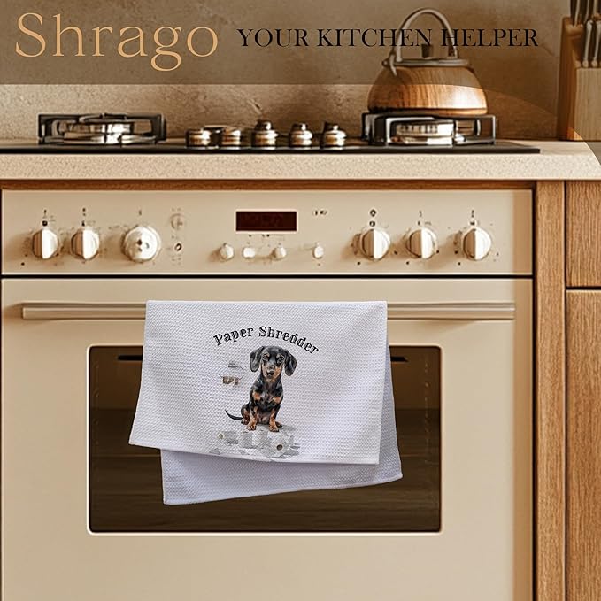 Funny Shredder Dachshund Bathroom Hand Towels, Weiner Dog Gifts for Women Men, Dachshund Lovers Gifts Hand Towels for Bath Room Washroom, Dog Bathroom Decor, 16x24 Inch