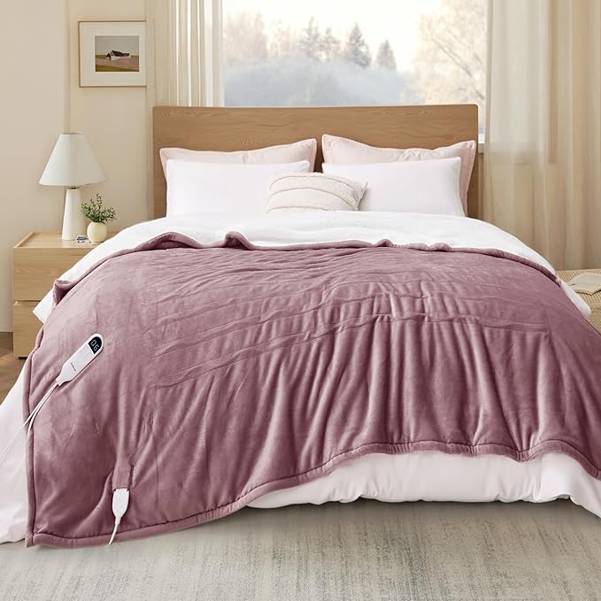Bedsure Electric Blanket Full Size - Soft Flannel Heated Blanket Full, Fast Heating with 6 Time Settings (Up to 10H) & 6 Heat Settings, Warm Gift for Grandma (72x84 inches, Pink)
