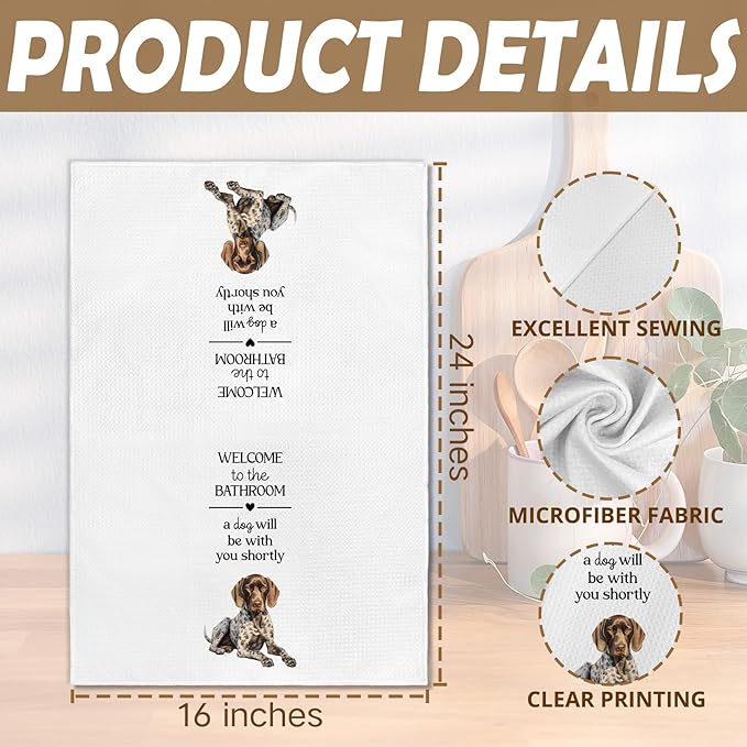 Funny German Shorthaired Pointer Dog Hand Towels, German Shorthaired Pointer Gifts Hand Towel, A Dog Will Be with You Shortly Decorative Bath Towel for Bathroom, Funny Bathroom Decor, 16x24in