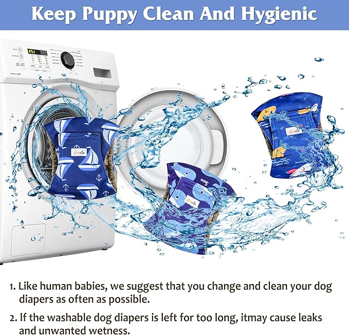 Reusable Dog Diapers Male 3Pcs, Premium Washable Belly Bands for Male Dogs Large, High Absorbing Male Dog Wraps for Doggie Puppy Excitable Urination and Training(Sailboat, L)