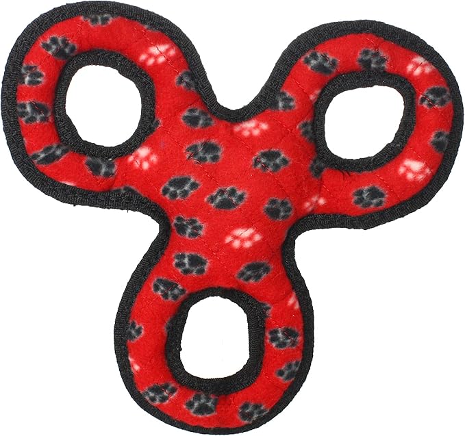 TUFFY - World's Tuffest Soft Dog Toy - Junior 3 Way Tug - Squeakers - Multiple Layers. Made Durable, Strong & Tough. Interactive Play (Tug,Toss & Fetch). Machine Washable & Floats (Red 2 Pack)