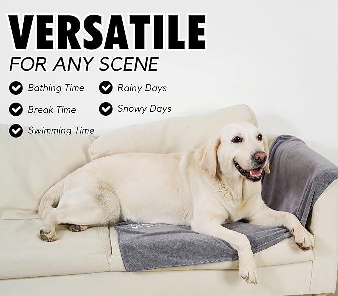 InnoBeta Personalized Dog Towels for Drying Dogs - Pack of 2 - Super Absorbent Soft Microfiber Pet Bath Grooming Towel for Dogs, Monogrammed Initial for Dogs (40 X 23.6 Inches, Grey and Brown) - D