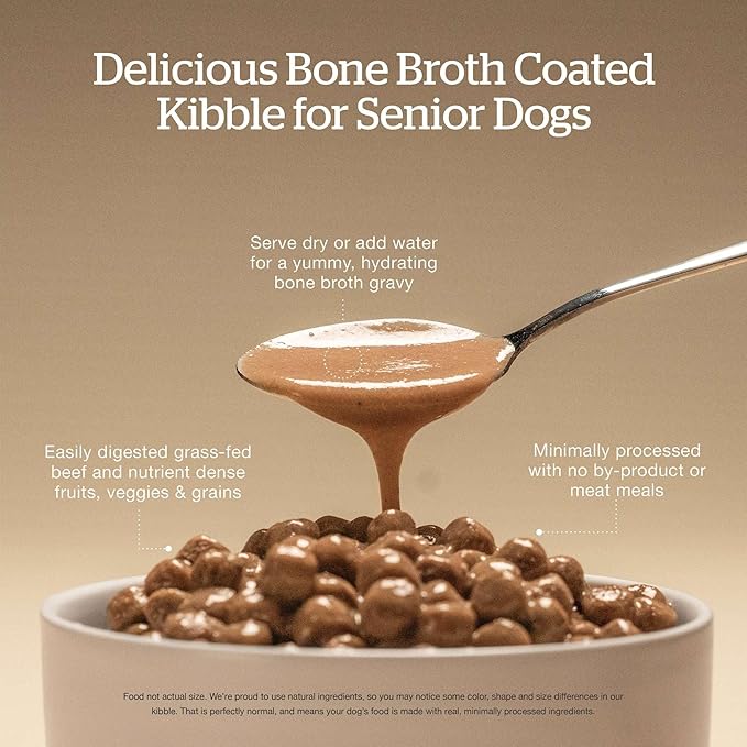 Now Fresh Good Gravy Premium Dry Senior Dog Food with Grass-Fed Beef & Ancient Grains, Healthy Kibble Coated in Bone Broth – Just Add Water to Moisten, Made with Real Red Meat, 3.5 lb Bag