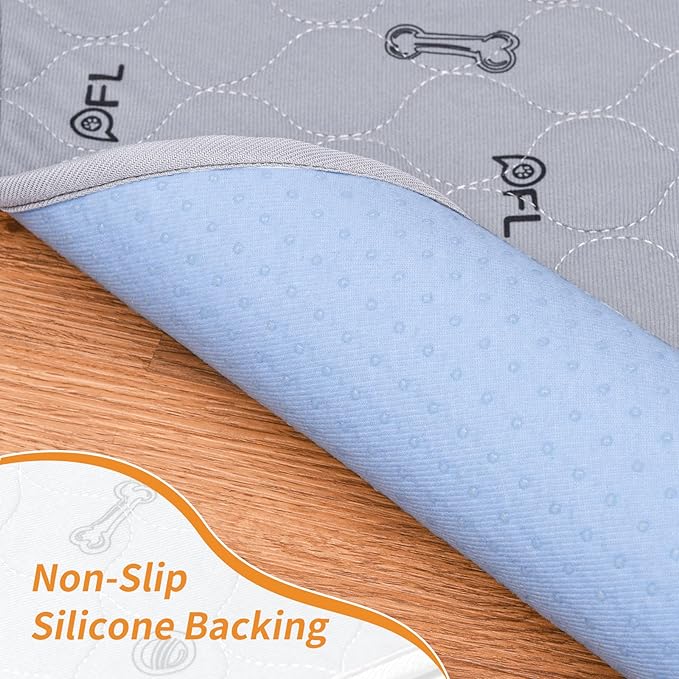 Washable Pee Pads for Dogs, 24x36 Reusable Absorbent Whelping Pads with Non-Slip Waterproof Bone Print