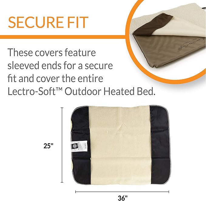 K&H Pet Products Lectro-Soft Outdoor Heated Dog & Cat Bed Replacement Cover, Fits K&H Lectro-Soft Large Beds (Heated Bed Sold Separately), Machine Washable Fleece Cover - 36 X 25in