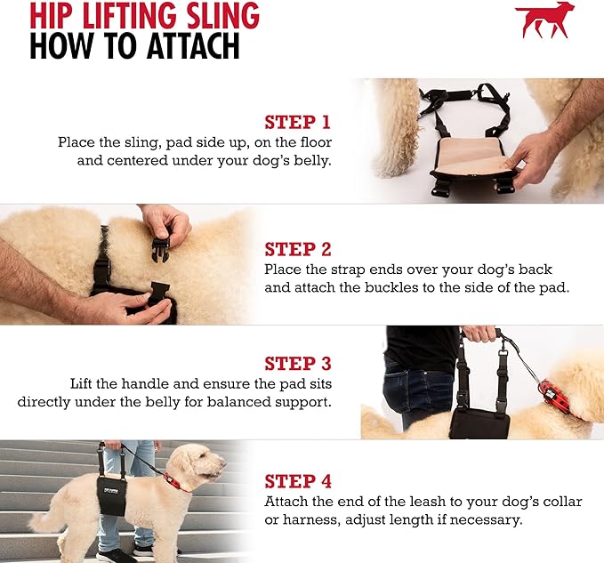 Tuff Pupper Dog Sling Hip Harness | Rear Lift Support for Senior & Injured Dogs | Adjustable Mobility Aid | Strong Padded Handle | Comfortable Design | Hip & Hind Leg Assistance (Large, Female)