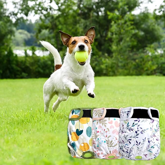 Washable Female Dog Diapers 3Pack,Reusable Diaper for Doggie,Highly Absorbent Dog Diaper,Adjustable Leakproof Puppy Diapers Skirt for Heat,Incontinence,Period Doggy Nappies XL