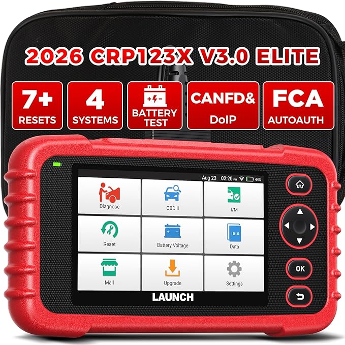 Launch OBD2 Scanner CRP123X Elite V3.0, 2025 Lifetime Free Update Diagnostic Scan Tool Supports CAN FD DoIP, Car Engine Code Reader with Oil/Brake/SAS/BMS/D.P.F/ABS Bleeding/Throttle Reset, Auto VIN