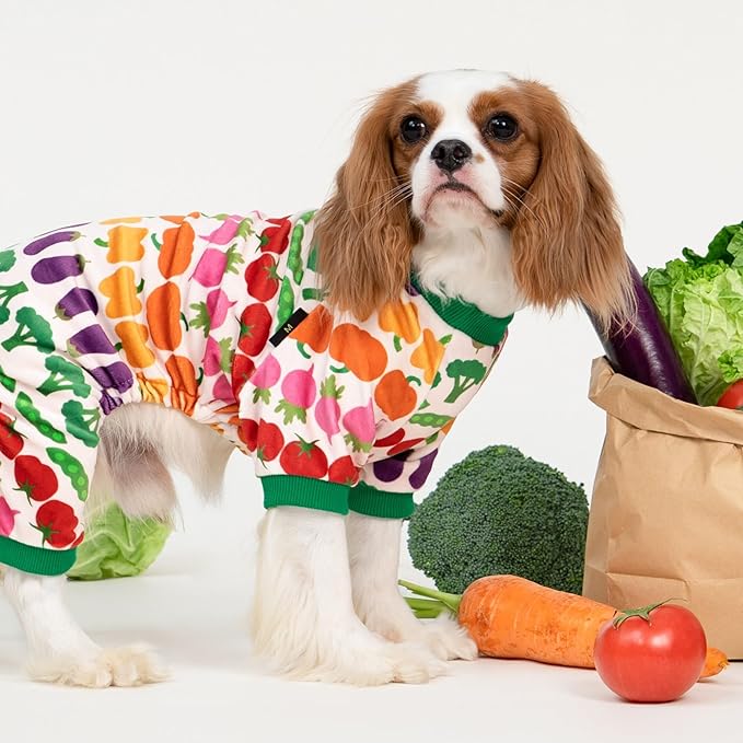 Fitwarm Funny Vegetable Dog Pajamas, Warm Winter Dog Clothes for Small Dogs Boy Girl, Cozy Pet Onesie with Feet, Green, White, Red, Pink, Purple, XL