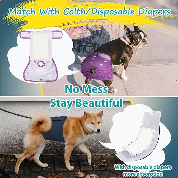 Disposable Dog Diaper Liners - 50PCS Dog Booster Pads for Male Female Dogs - Doggie Diaper Insert Pads for Pet Belly Bands Wraps Period Pants Covers(L,50)
