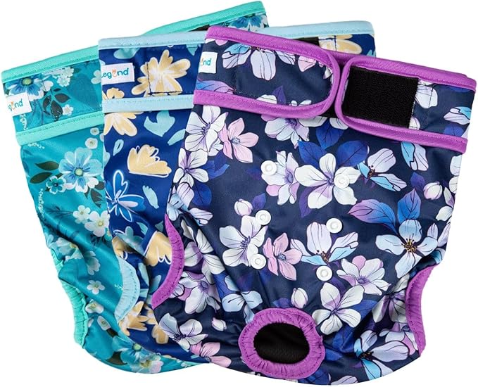 Paw Legend Washable Reusable Female Dog Period Diapers for Heat Doggie Puppy Diapers for Female Dogs (3 Pack, Large)