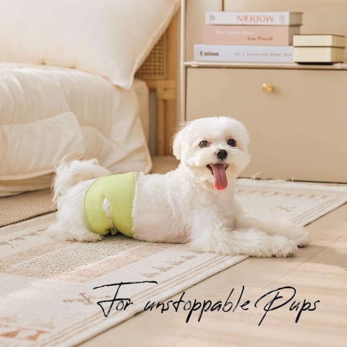 WICKEDPUP Male Dog Belly Band Kit, 50 Diaper Pads & 1 Reusable Male Wrap (Size 0 (10.5"-14" Waist))