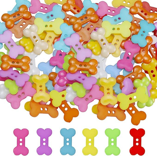 pson 100PCS Assorted Colors Decorative Dog Bone Buttons, 2-Hole Flatback Sewing Buttons for Handmade, Scrapbooking, Clothes, Shoes, DIY, Craft