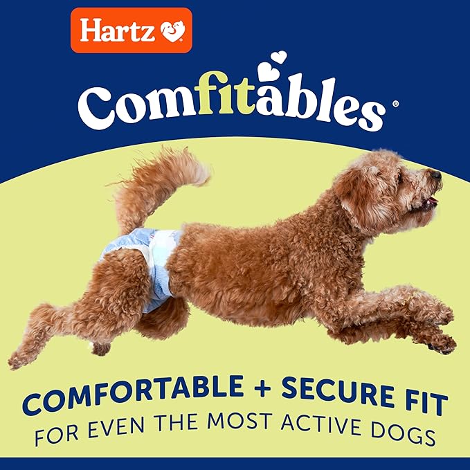 Hartz Comfitables Disposable Dog Diapers, Size Large 12 Count, Comfortable & Secure Fit, Easy to Put On, Super Absorbent Male and Female Diaper