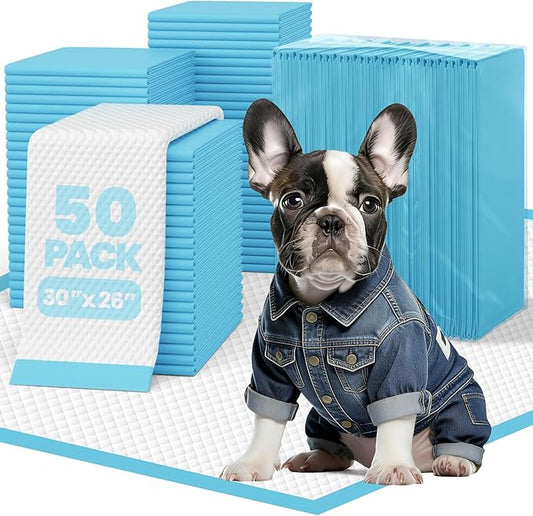 Extra Large Puppy Pads 50 Count | 30x26 Inch XL Potty Pads for Dogs | Super Absorbent Disposable Dog Pads Heavy Duty | Piddle Pads for Pet Training