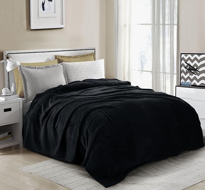Utopia Bedding Black Fleece Blanket California King Size Lightweight Fuzzy Soft Anti-Static Microfiber Bed Blanket (102x96 Inch)