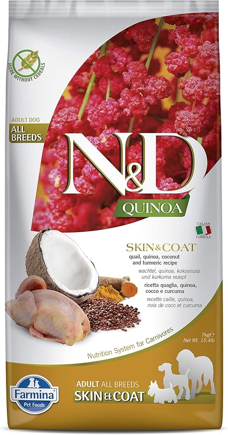 Farmina N&D Functional Quinoa Skin & Coat Quail Coconut and Turmeric Dry Dog Food 15.4 Pounds