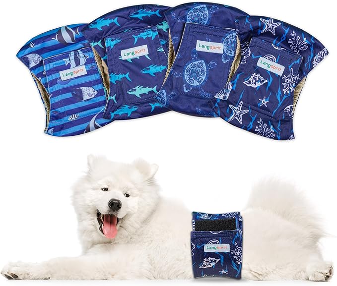 Male Dogs Diapers Belly Bands(4Pack), Washable Reusable Male Boy Doggy Wraps Panties for Doggie Puppy Pooping Potty Training Incontinence Marking Pañal para Perro X-Large