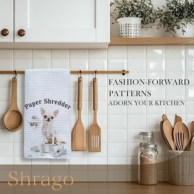 Funny Shredder Chihuahua Bathroom Hand Towels, Chihuahua Gifts for Women Men, Dog Lover Gifts Hand Towels for Bath Room Washroom, Dog Bathroom Decor, 16x24 Inch