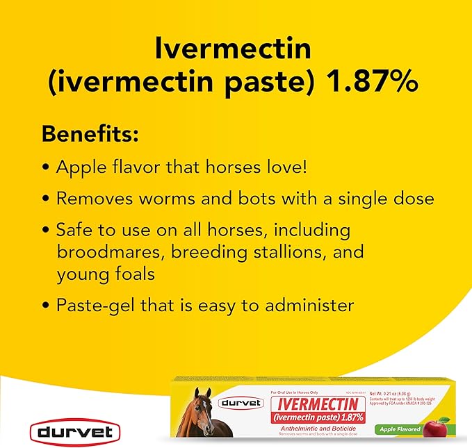 Ivermectin Paste Dewormer - 6.08g dose @ 1.87%-Apple Flavored, 12 Count