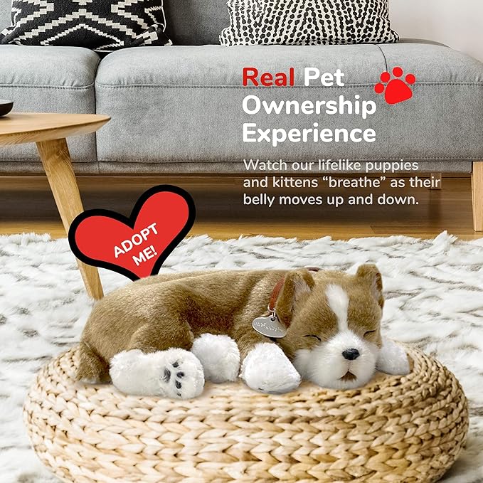 Original Petzzz Pit Bull Realistic, Lifelike Stuffed Interactive Pet Toy, Companion Pet Dog with 100% Handcrafted Synthetic Fur