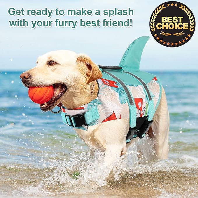 Fragralley Shark Dog Life Jacket, Adjustable Dog Life Vest with Shark Fin, Suit for Small Medium Large Dog Life Vest for Swimming, Boating, Pool, Beach