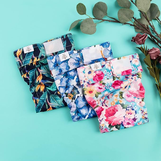 CuteBone Washable Dog Diapers Female No Tail Hole 3 Pack Reusable Doggie Period Training Pants for Docked-Tail Frenchie French Bulldog Boston Terrier Without Tail WWD04L