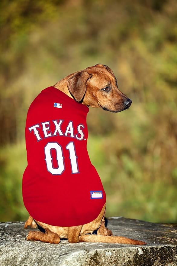 Official MLB Texas Rangers Pet Jersey for Dogs & Cats, Size Large - Stylish Baseball Jersey for Your Furry Fan- Show Off Team Spirit with The Perfect Fan Apparel Gear for Pet, Dog & Cat
