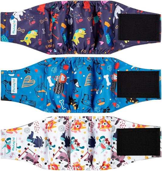 Paw Legend Washable Dogs Diapers Male Dog Belly Bands for Male Dogs Diapers Reusable Puppy & Doggie Diapers Male (3 Pack, XX-Large)