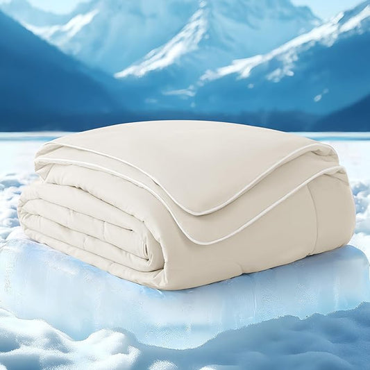 Bedsure Cooling Blankets for Hot Sleepers - Cooling Comforter, Summer Twin XL Blanket for Bed, Cold Lightweight and Breathable Dorm Room Essentials for Teens Back to School, Linen, 66x90 Inches