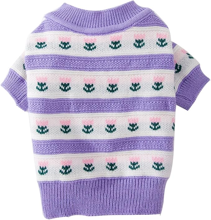 Cute Tulip Flower Sweater Winter Dog Sweater Puppy Coat Thick Dog Clothes for Small Medium Dogs Boy Girl