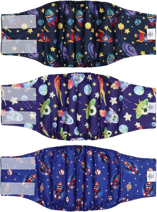 CuteBone Dog Diapers Male Belly Bands 3 Pack for Male Dogs Reusable Puppy Wraps