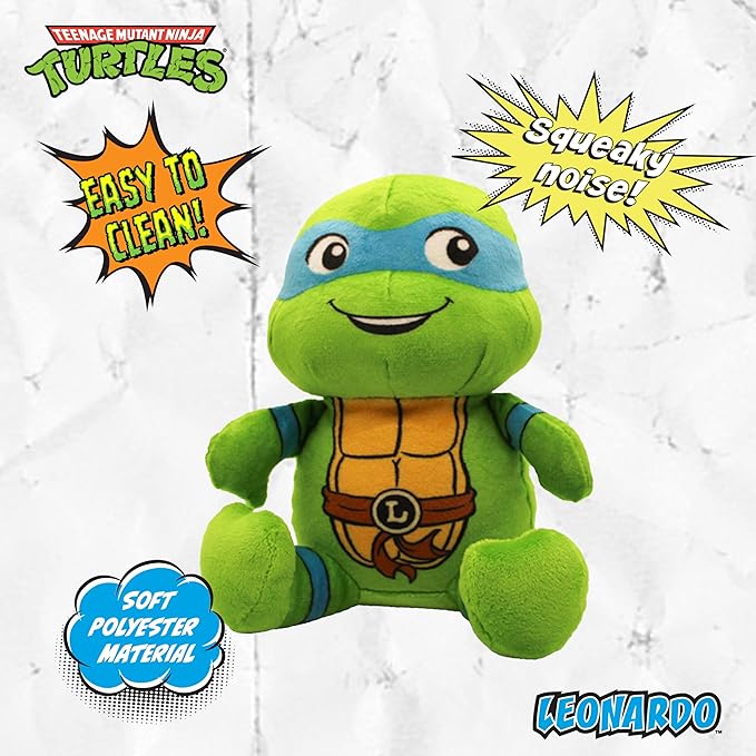 Teenage Mutant Ninja Turtle Official Merchandise | TMNT Toys Squeaky Plush Dog Toy | Stuffed Animal Turtle Squeaks for Interactive Play | 4-Pack Donatello, Michelangelo, Raphael, & Leonardo