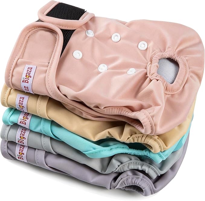 Washable Reusable Female Dog Diapers(5 Pack) Small Medium Large Doggie Puppy & Doggy Dog Diaper, Period Panties in Heat Medium Pink Purple Brown Green Blue