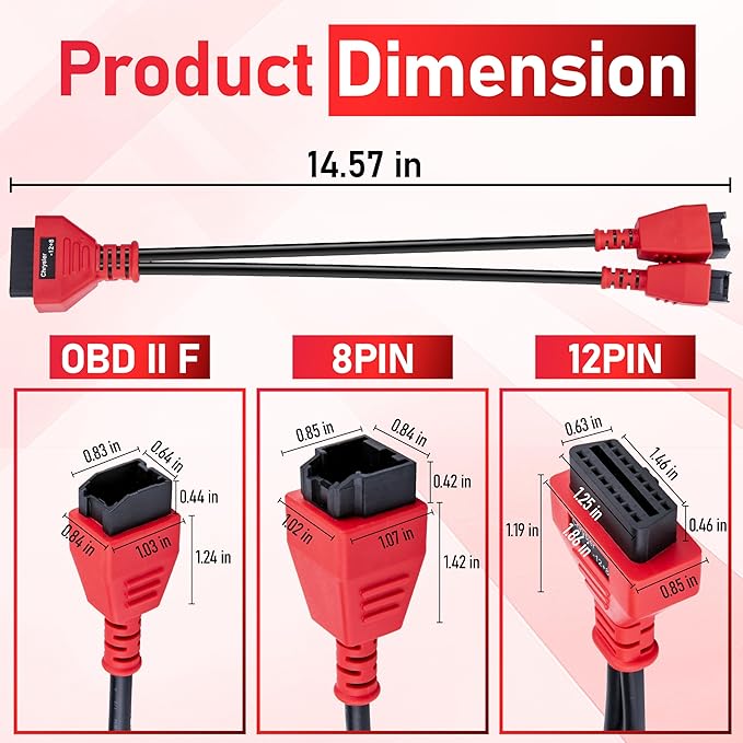 12+8 Pin Connector to OBD2 Adapter, Secutiry Gateway Bypass Cable, 12+8 Cable for Chrysler SGW Equipped FCA Vehicles for Diagnostic, Fit for Scanners MK808 MK808S MX808 MS906 Pro MS908S