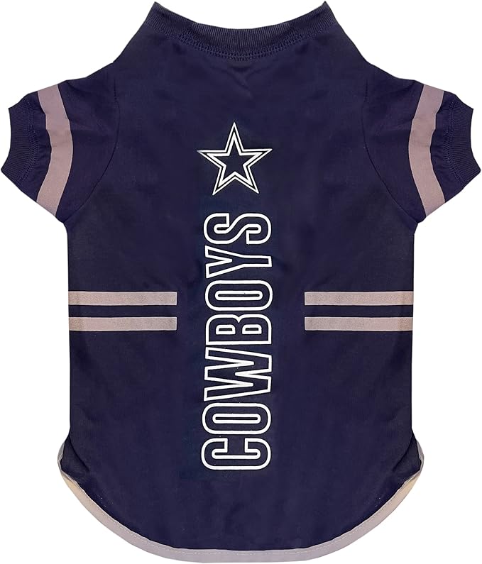 Pets First NFL Dallas Cowboys Dog T-Shirt - Durable Sports PET TEE - 3 Sizes, NFL PET Outfit, Reflective TEE Shirt in Team Color, Cool Football Dog Tee