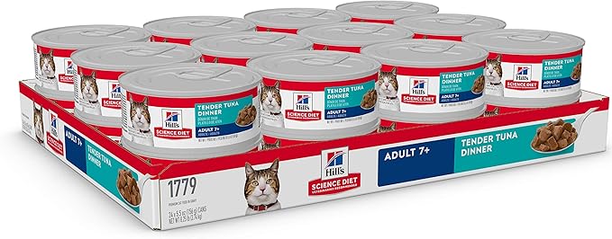 Hill's Science Diet Adult 7+ Wet Cat Food, Tuna Stew, 5.5 oz. Cans, 24-Pack
