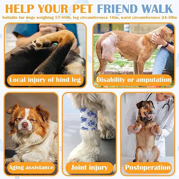 Dog Support Harness for Back Legs, Adjustable Rear Hind Leg Sling for Medium & Large Senior Dogs