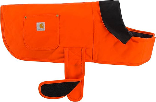 Carhartt Firm Duck Insulated Dog Chore Coat, Durable Weather Resistant Jacket for Cold and Windy Conditions, Hunter Orange/Brass, Medium