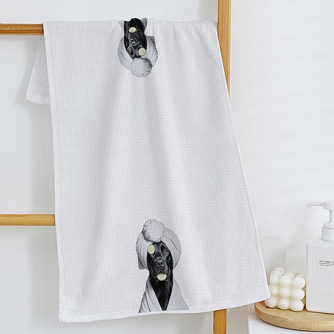 Funny Black Labrador Bathroom Hand Towels, Dog Bathroom Decor, Black Lab Gifts, Trendy Labrador Dog Hand Towels for Bath Room Washroom Spa Gym Decor, 16x24 Inch Set of 2