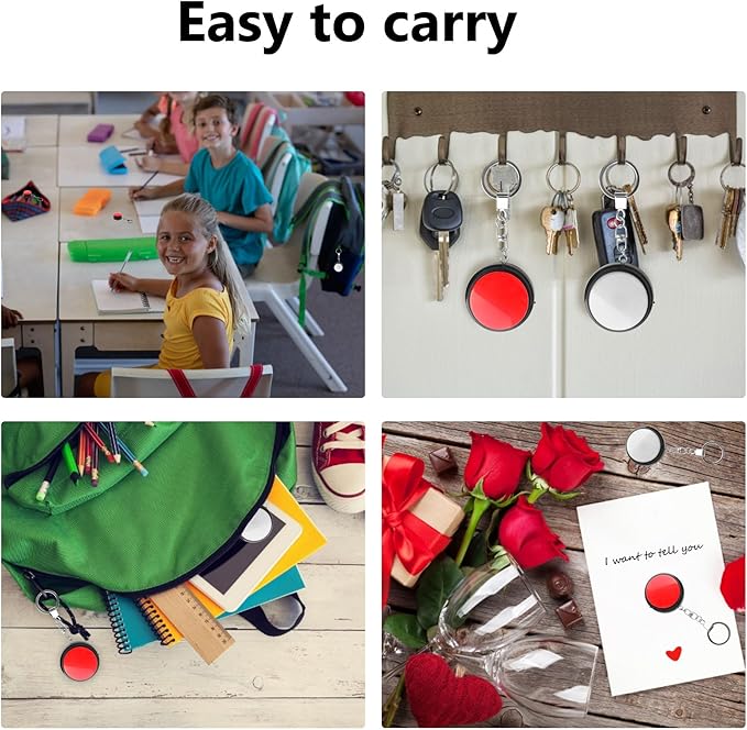 Recordable Talking Button with Keychain, 20s Voice Recording Time Sound Button Answer Buzzers Funny Buttons Record Your Own Words Also Used for Dog Pack of 2 - Red and White (Battery Included)