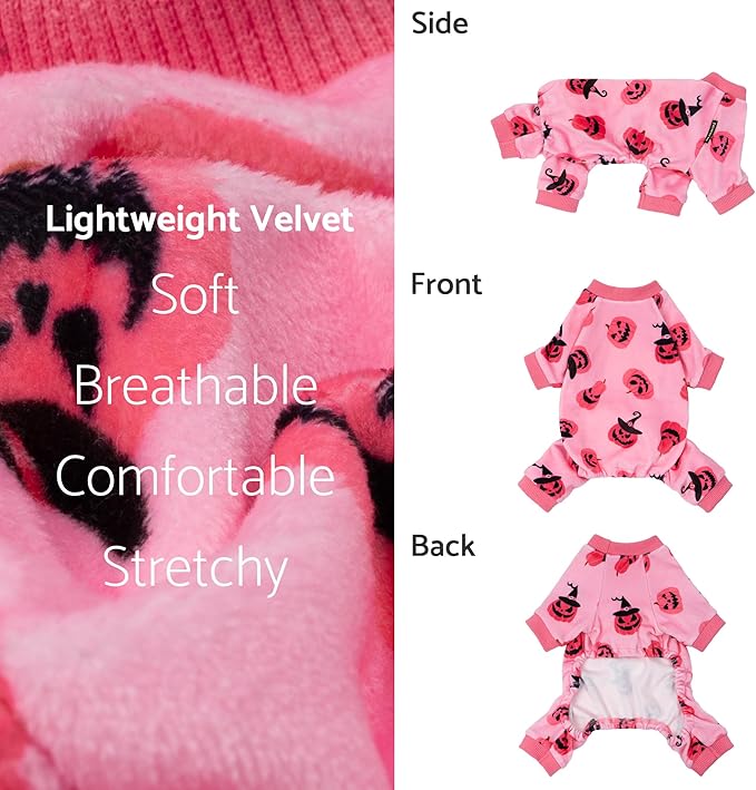 Fitwarm Halloween Jack O Lantern Dog Pajamas, Funny Costumes for Small Dogs Girl, Pet Outfit, Pink, Black, XXL