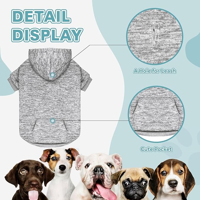 Dog Sweaters for Large Dogs Hoodie Fleece Dog Sweater Soft Clothes Sweatshirt with Pocket Hoodie for Large Dogs(Grey&XXL)