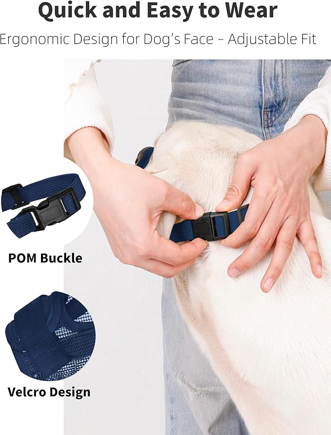2-Pack Soft Mesh Dog Muzzle – Breathable & Adjustable, No-Bite and Escape-Proof Design for Grooming, Training, Walking – Fits Small, Medium & Large Dogs (Dark Blue, XL)